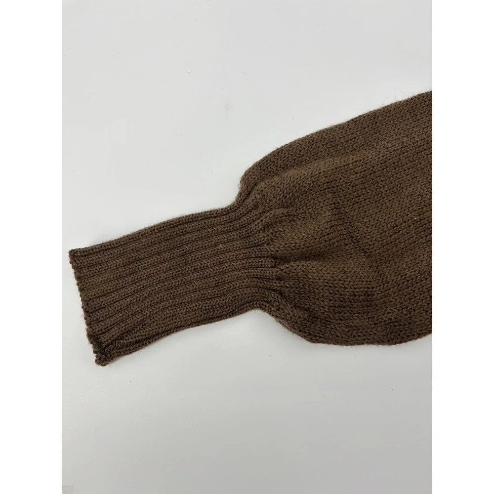 US Military 5 Button Sweater Mens Brown Wool Knitted Henley Small 1985 Vintage
